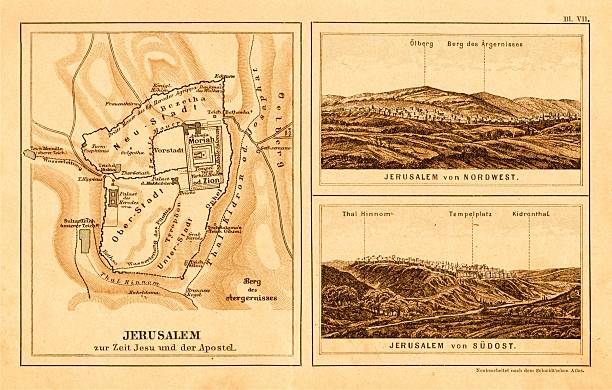 Jerusalem map in german bible from 1895