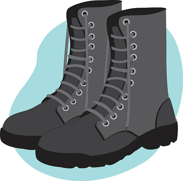 ilustraciones, imágenes clip art, dibujos animados e iconos de stock de botas de seguridad de equipos militares contra - combat boots