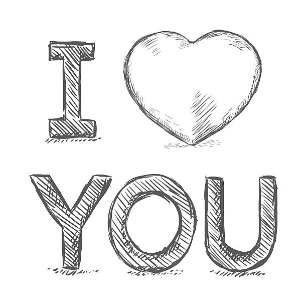 Vector Pencil Sketch Illustration I Love You Stock Illustration