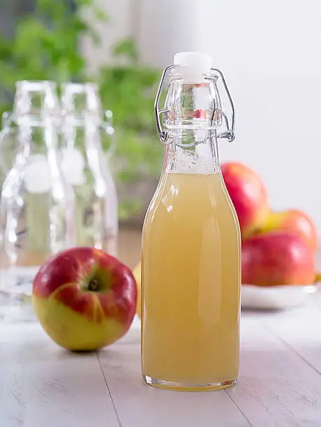 Apple juice in a bottle
