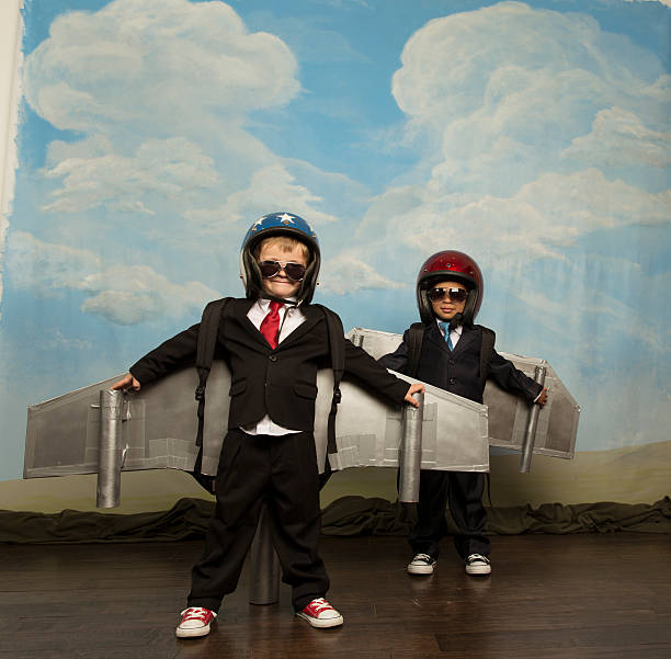 istock Young Boys Dressed in Business suits Wearing Jetpacks 531163039