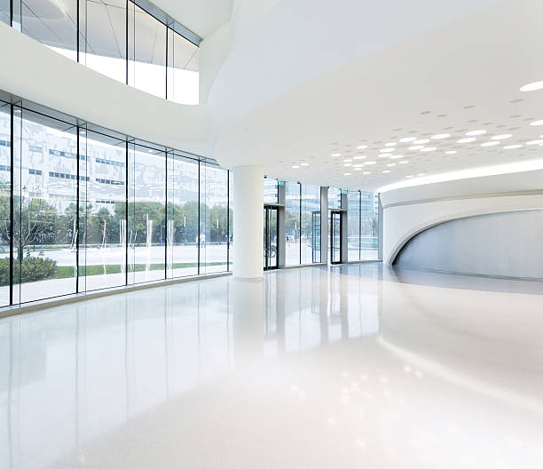 istock futuristic modern office building interior in urban city 531164811