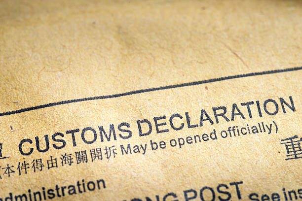 customs declaration fragment of customs declaration document printed on postal envelope customs officer stock pictures, royalty-free photos & images