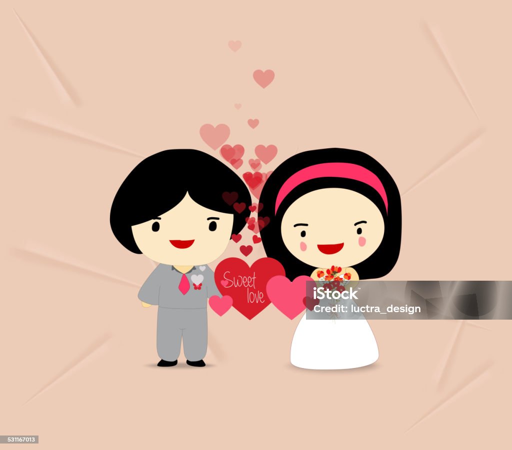 Sweet Love Couple With Hearts Stock Illustration - Download Image ...