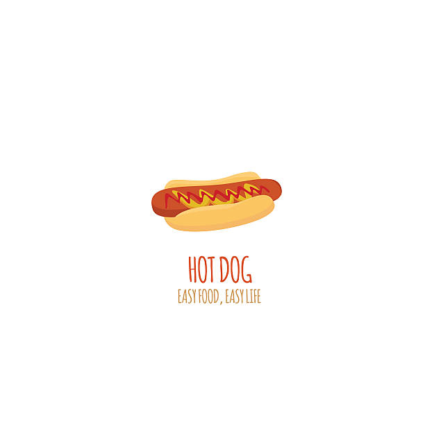 bildbanksillustrationer, clip art samt tecknat material och ikoner med vector hot-dog illustration. flat vector. icon - cafe buns eating