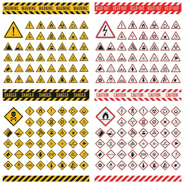 Vector illustration of Danger sign vector collection