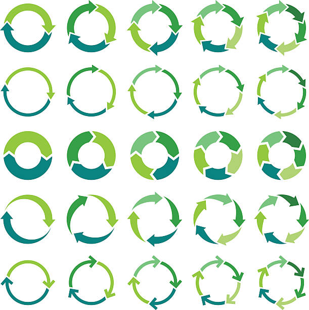 ilustraciones, imágenes clip art, dibujos animados e iconos de stock de círculo infografía - recycle symbol
