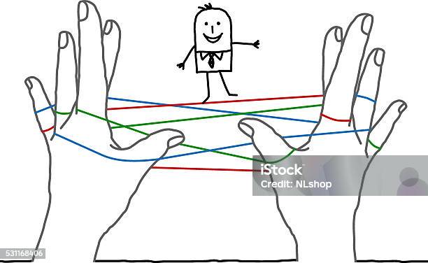 Big Hands And Cartoon Businessman Clean Network Stock Illustration - Download Image Now - Adult, Balance, Black Color