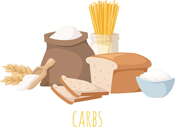 ilustraciones, imágenes clip art, dibujos animados e iconos de stock de carbohidratos alimentos ilustración de vectores - carbohidrato
