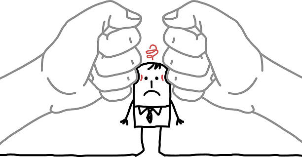istock big hands and cartoon businessman - under pressure 531168966