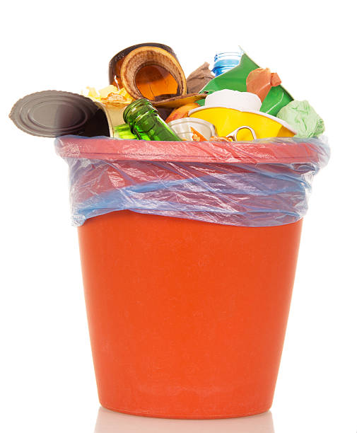 istock Orange bucket with household waste isolated on white 531169170