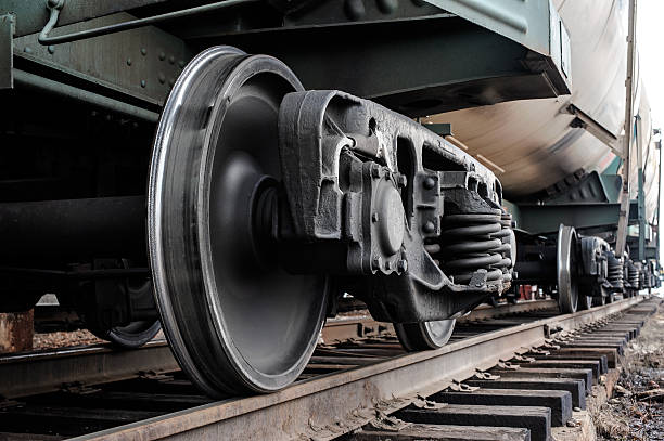 Railway wheels A closeup view of the wheels of a train railroad car photos stock pictures, royalty-free photos & images