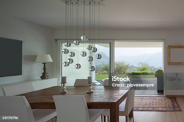 Interiors Dining Room Stock Photo - Download Image Now - Apartment, Architecture, Armchair