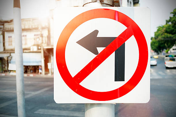 istock No Left Turn Sign with natural background 531171044