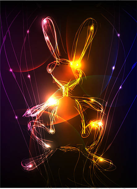 ネオンのバニー - neon light点のイラスト素材／クリップアート素材／マンガ素材／アイコン素材