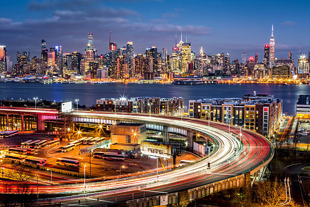 istock Traffic and light trails on The Helix 531174223