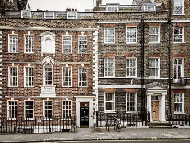 Typical London street and buildings Typical London street and buildings window chimney london england residential district stock pictures, royalty-free photos & images