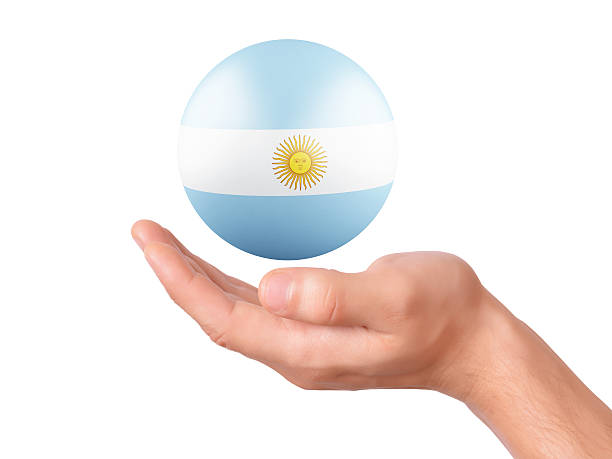 istock hand hold argentina flag icon on white bakground 531176731
