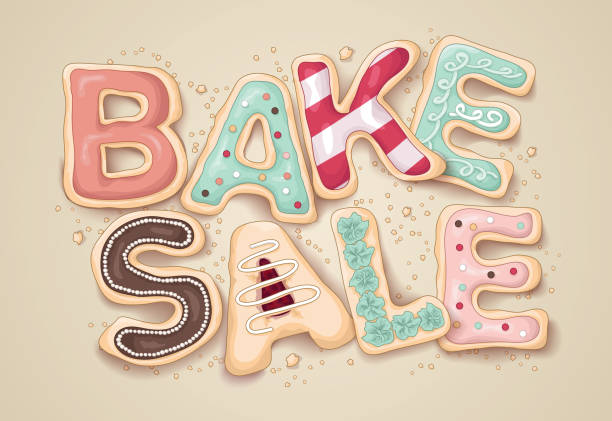 illustrations, cliparts, dessins animés et icônes de main tirées des lettres de cookie que dire vente de gâteaux faits maison - cookie letter illustrations