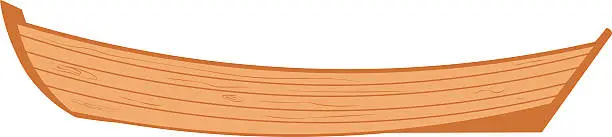 Vector illustration of wooden boat on a white background.