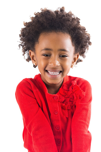 Adorable African American preschool girl with natural hair