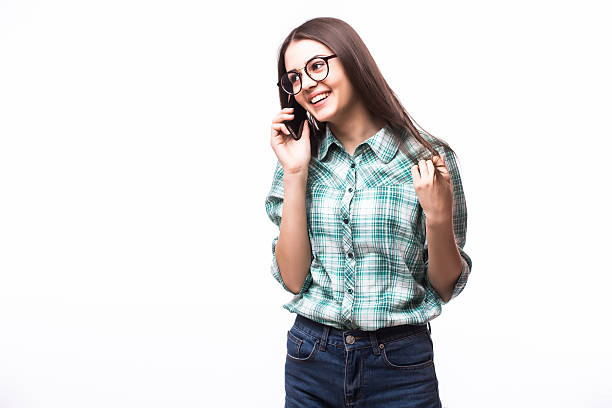 istock Young Woman Using a Cell Phone Isolated on White 531177850