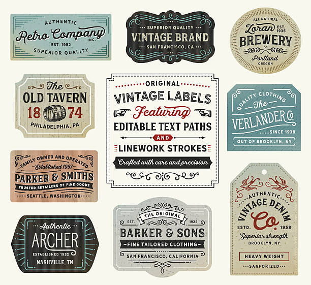Vintage Labels and Signs vector art illustration