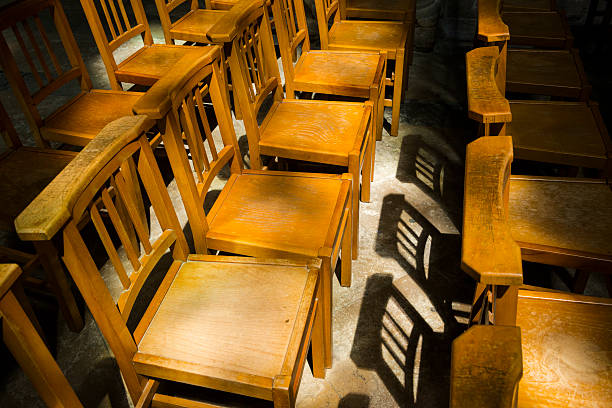 istock Wooden chairs in sunlight 531178047