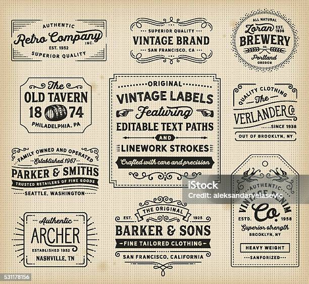 Vintage Labels And Signs Stock Illustration - Download Image Now - Retro Style, Old-fashioned, Frame - Border