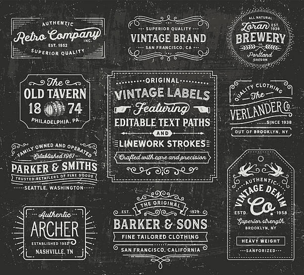 Vintage Labels and Signs Retro labels, signs, frames, banners and badges. EPS 10 file. Fonts used: Hanley Font Collection. File is layered and global colors used. AI CS file included with editable text paths. More works like this linked below. blackboard visual aid stock illustrations