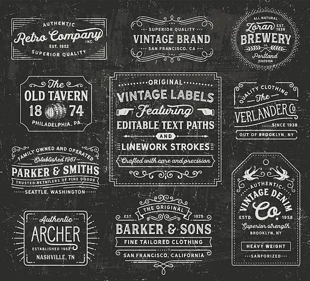 Vector illustration of Vintage Labels and Signs