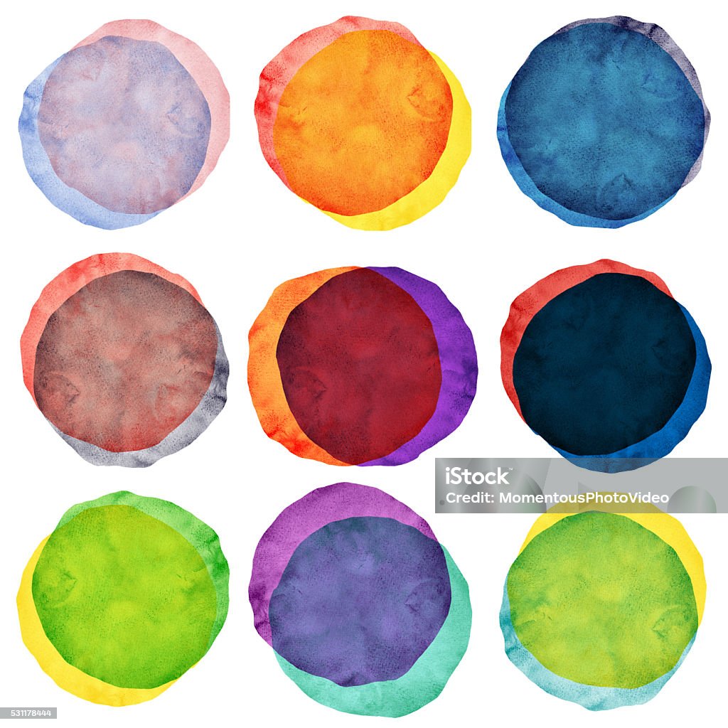 Aquarelle peinte des cercles de différentes - Photo de Aquarelle libre de droits
