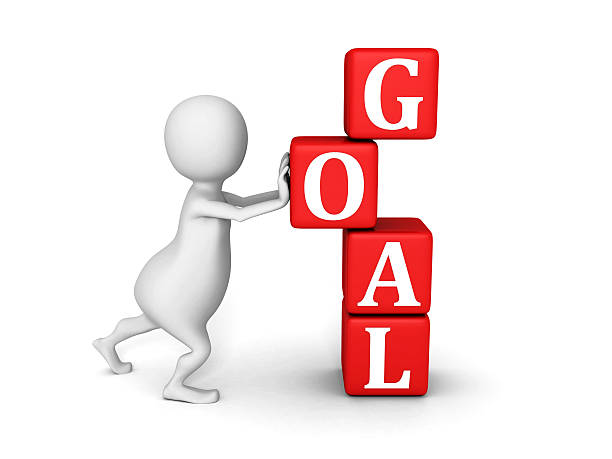 istock white 3d person with cubes and word GOAL 531180229