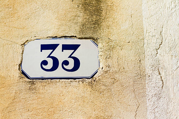 istock Number 33 Street Address Tile On Old Yellow Wall 531180498