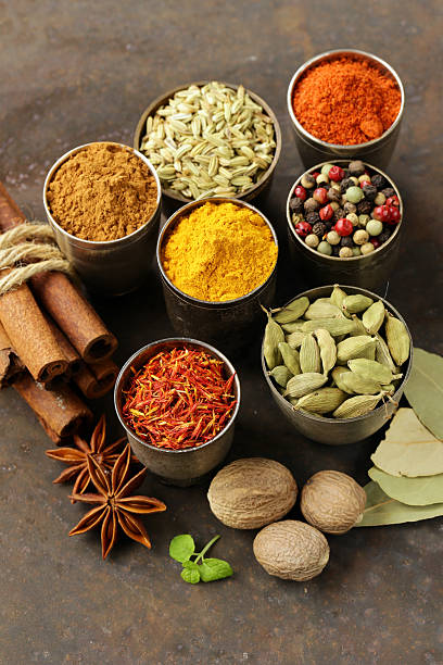 istock variety of spices (saffron, paprika, pepper, fennel, cinnamon, turmeric, nutmeg) 531181262