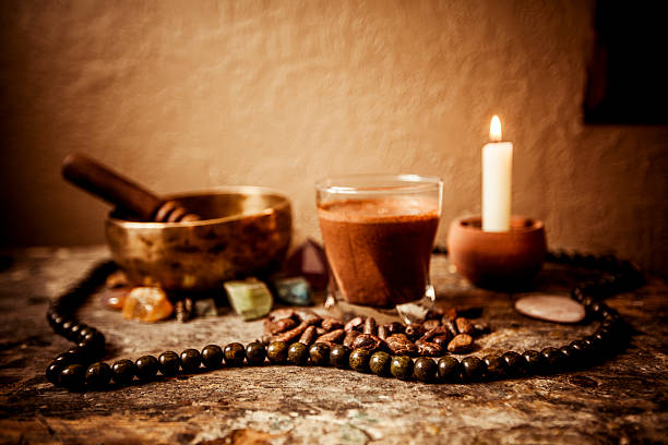 istock Cacao Beverage, Tibetan Singing Bowl and Gemstones 531184882