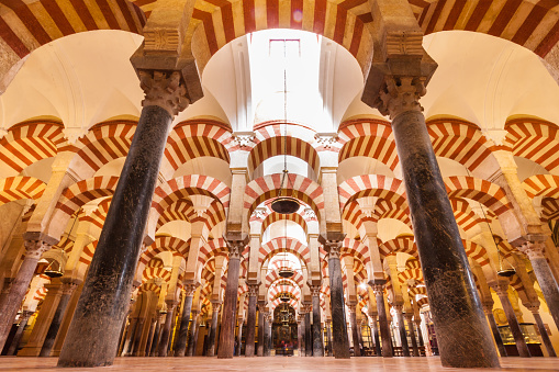 Interior of The Cathedral and former Great Mosque of Cordoba.