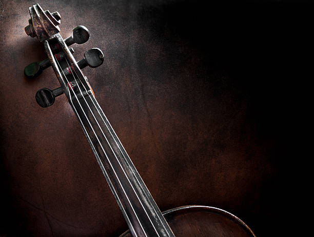 istock Violin Scroll Cropped with Rosewood Tuning Pegs on Black 531186093