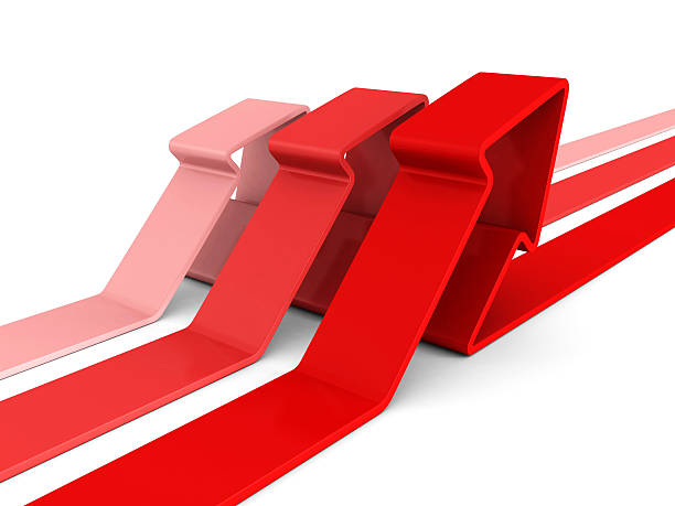 istock red arrows rising up on white background 531187481