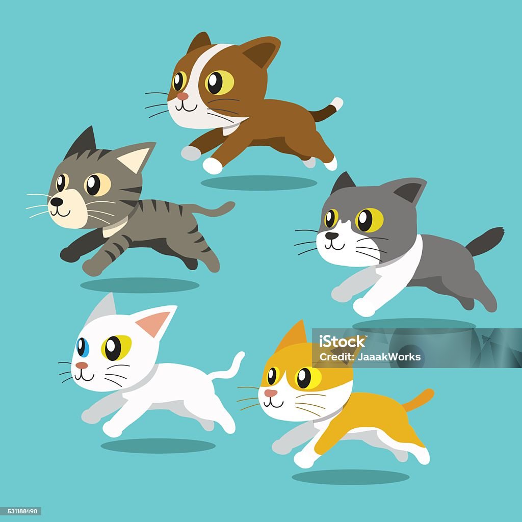 Vetores de Corrida Dos Desenhos Animados Conjunto De Gatos e mais