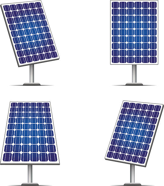 Solar panels isolated on white vector art illustration