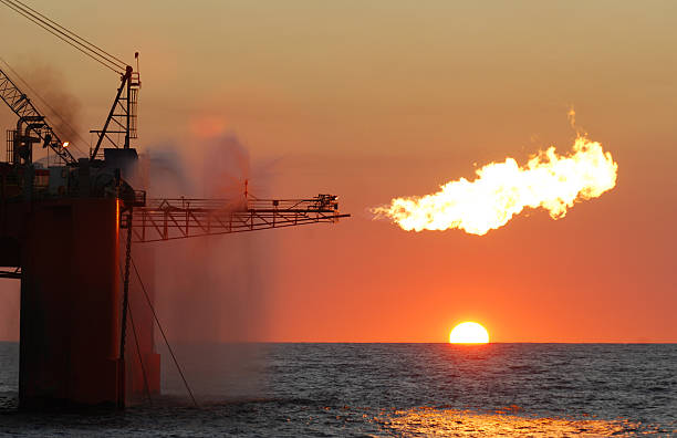 istock Flare on an ocean oil rig. 531189517