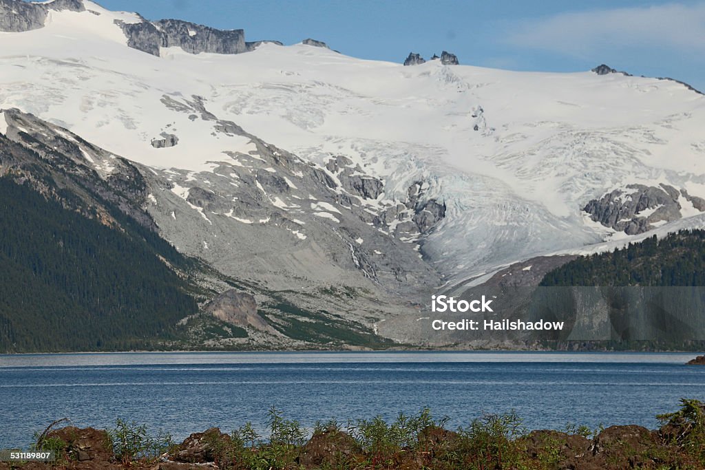 Beautiful lake and glacier View at a lake with snow covered mountains in the background. 2015 Stock Photo