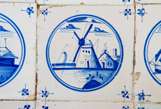 Antique Dutch tile stock photo