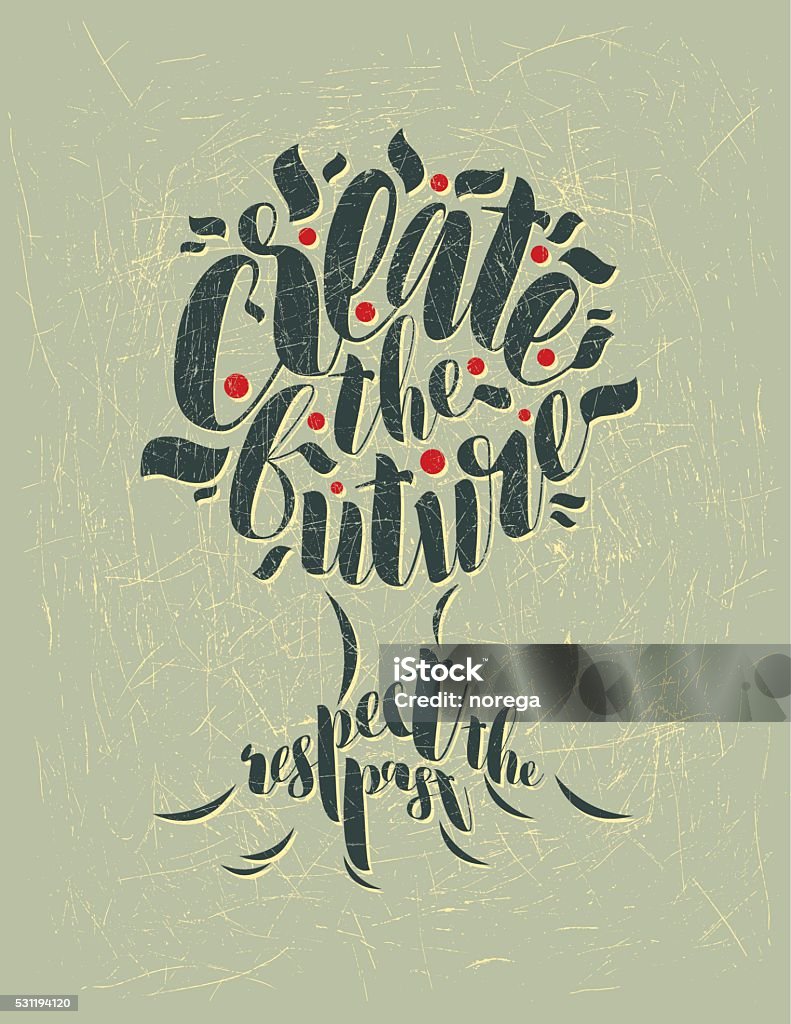 Tree Lettering Calligraphy Vector Illustration Tree With Handdrawn Lettering On Texture Background ...