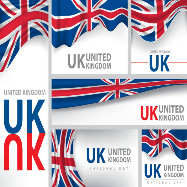 illustrazioni stock, clip art, cartoni animati e icone di tendenza di astratto bandiera del regno unito, arte vettoriale colori (in inglese - english flag british flag flag british culture