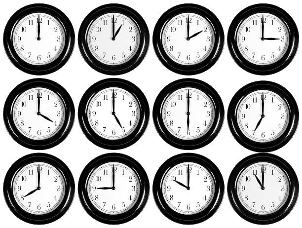 Wall clocks collection isolated on white stock photo