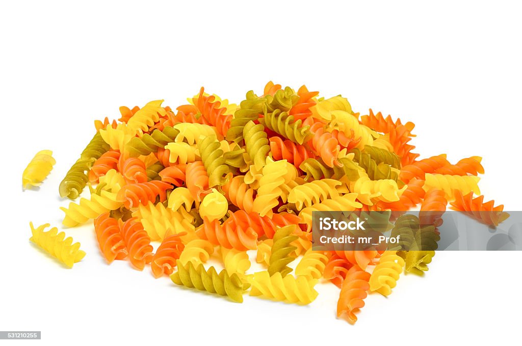 Three colored pasta Three colored pasta isolated on white 2015 Stock Photo