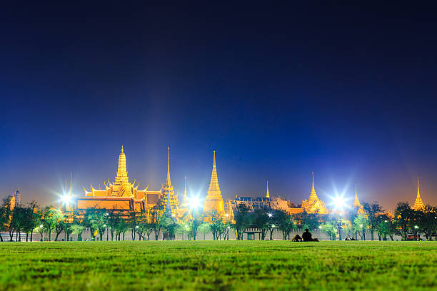 Wat Phra Kaew Ancient temple in the night, Bangkok Thailand