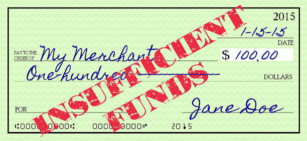 Insufficient funds check Graphic shows a check stamped "insufficient funds". insufficient funds stock pictures, royalty-free photos & images